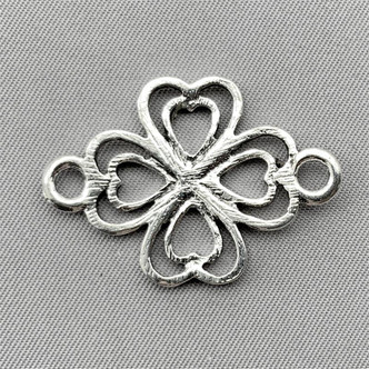 Four Leaf Clover 2 Loop Links 22x31mm Antique Silver Plated Alloy Q12 Per Pkg