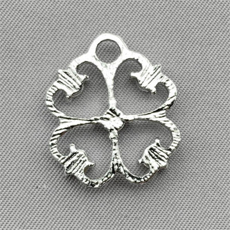 Crystal Rhinestone Four Leaf Clover Charms 21x18mm Antique Silver Plated Alloy Q6 per Pkg