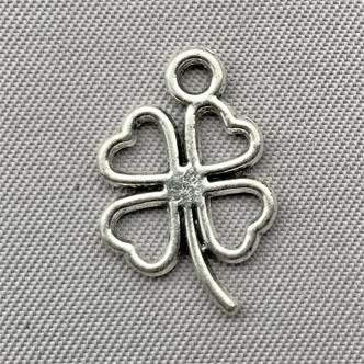 Lucky Four Leaf Clover Charms 17x11mm Antique Silver Plated Alloy Q30 per Pkg