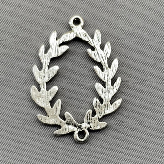 Laurel Leaf Wreath 2 Loop Links 30x21mm Antique Silver Plated Alloy Q10 Per Pkg