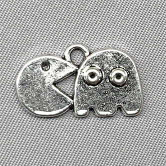 Pac Man Ghost Charms 11x19mm Antique Silver Plated Alloy Q6 per Pkg