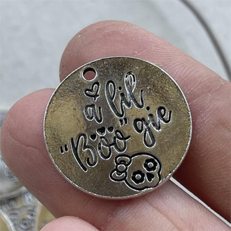 A Lil Boogie Halloween Message Charms Silver Plated 22mm 6pcs Per Pkg