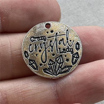 Crazy Crystal Lady Message Charms Silver Plated 22mm 6pcs Per Pkg