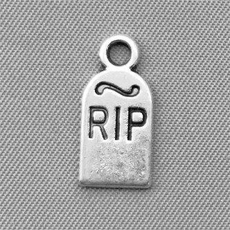 RIP Gravestone Charms 16x8mm Antique Silver Plated Alloy Q6 per Pkg