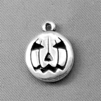 Jack-O-Lantern Coin Charms 19x15mm Antique Silver Plated Alloy Q6 Per Pkg