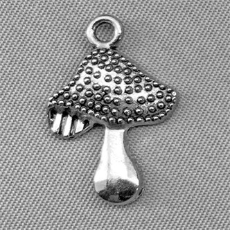 Speckled Mushroom Charms 20x14mm Antique Silver Plated Alloy Q6 Per Pkg