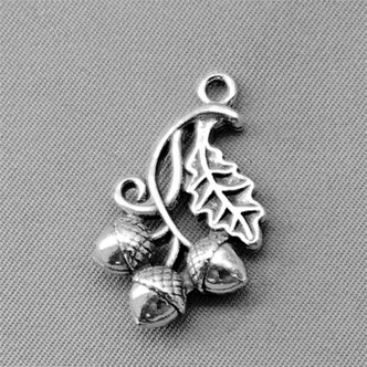 Oak Leaf Acorn Cluster Charms 26x15mm Antique Silver Plated Alloy Q6 Per Pkg