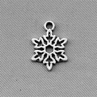 Small Snowflake Charms 16x12mm Antique Silver Plated Alloy Q6 Per Pkg