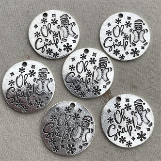 Oh Snap Gingerbread Christmas Charms Silver Plated 23mm 6pcs Per Pkg