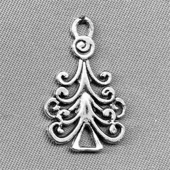 Whimsical Christmas Tree Charms 23x14mm Antique Silver Plated Alloy Q6 Per Pkg