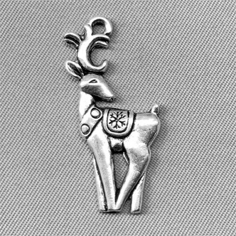 Saddled Reindeer Charms 28x16mm Antique Silver Plated Alloy Q6 Per Pkg