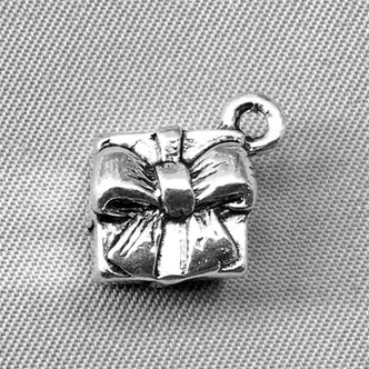 Present Gift Box Charms 16x10mm Antique Silver Plated Alloy Q6 Per Pkg