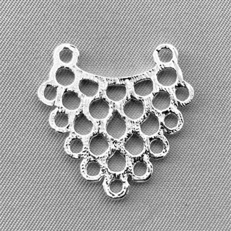 Scalloped Drop 11 Loop Chandelier Links 24mm Shiny Silver Plated Alloy Q6 Per Pkg