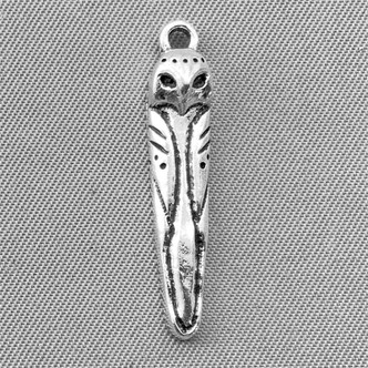 Moon Owl Night Sky Long Drop Charms 28x5mm Antique Silver Plated Alloy Q6 Per Pkg