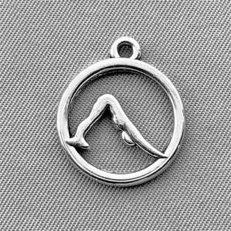 Downward Dog Pose Yoga Charms 19x16mm Antique Silver Plated Alloy Q6 Per Pkg