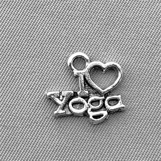 I Heart Yoga Message Yoga Charms 12x14mm Antique Silver Plated Alloy Q6 Per Pkg