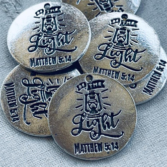 Be The Light Message Charms Silver Plated 22mm 6pcs Per Pkg