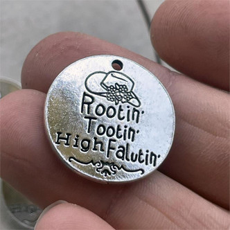 Rootin Tootin High Falutin Western Message Charms Silver Plated 22mm 6pcs Per Pkg