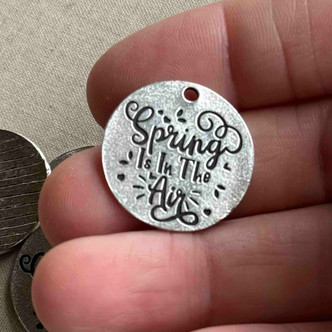 Spring Is In The Air Message Charms Silver Plated 23mm 6pcs Per Pkg