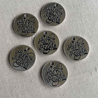 Hark The Herald Angels Sing Christmas Charms Silver Plated 22mm 6pcs Per Pkg