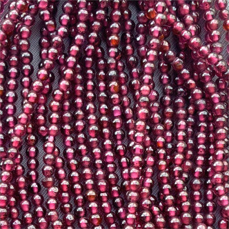 Tiny Round Garnet 2mm Semi-Precious Beads Per Strand