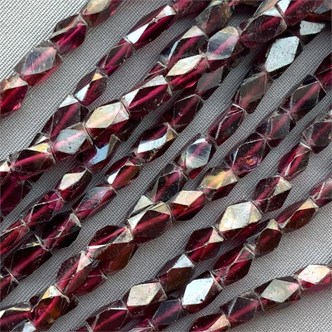 Garnet Faceted Barrel 6x4mm - 7x4mm Semi-Precious Beads Per Strand