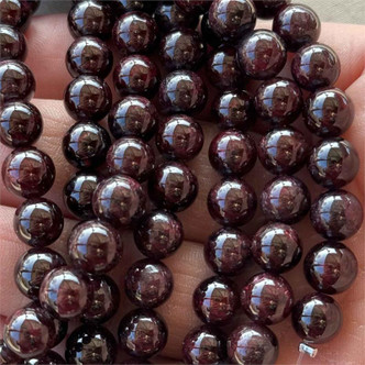 Garnet Smooth Round 8mm Semi Precious Beads 24 Pcs Per Strand