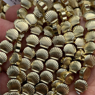 Clamshell Gold Hematite 8x9mm Semi Precious Stone Beads 10pcs Per Strand