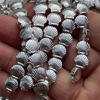Clamshell Silver Hematite 8x9mm Semi Precious Stone Beads 10pcs Per Strand