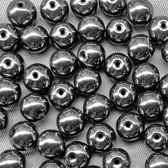 Hematite 6mm Smooth Round Semi Precious Stone Beads Per Pkg