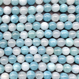 Grade A Pale Blue Jade Mix 6mm Round Ball Semi Precious Stone Beads per Strand