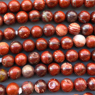 Red Snakeskin Jasper Round Ball 8mm Semi Precious Stone Beads Per Strand