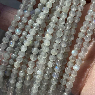 Gray Labradorite Smooth Round 4mm Semi Precious Stone Beads Per Strand