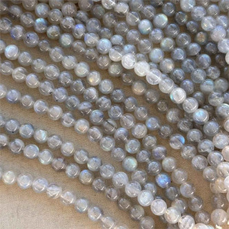 Gray Labradorite Smooth Round 5mm Semi Precious Stone Beads Per Strand