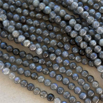Gray Labradorite Smooth Round 6mm Semi Precious Stone Beads Per Strand