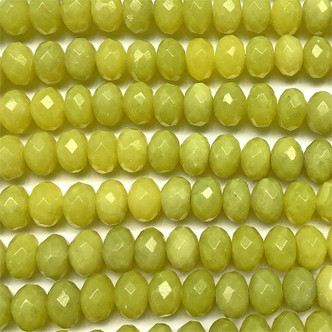 Lemon Jade 10x6mm Faceted Rondelle Semi Precious Stone Beads per Strand