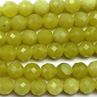 Lemon Jade 6mm Faceted Round Ball Semi Precious Stone Beads per Strand