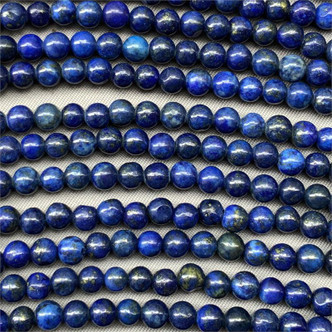 Lapis with Pyrite 4mm Smooth Round Ball Semi Precious Stone Beads per Strand