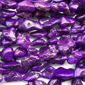 Dyed Dark Purple Magnesite 28mm-10mm Nugget Semi-Precious Stone Beads per Strand