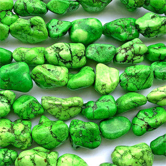 Dyed Green Magnesite 32mm-11mm Nugget Semi-Precious Stone Beads per Strand