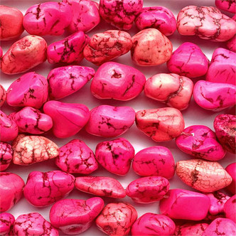 Dyed Hot Pink Mix Magnesite 28mm-15mm Nugget Semi-Precious Stone Beads per Strand