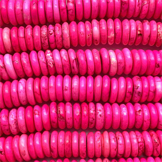 Dyed Hot Pink Magnesite 10mm Rondelle Semi-Precious Stone Beads per Strand