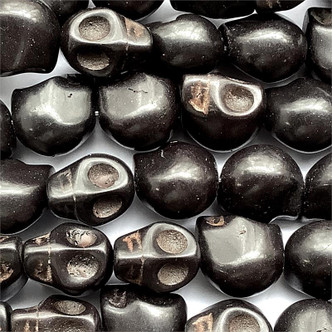 Dyed Black 17x14mm Large Skull Halloween Carved Magnesite Semi Precious Stone Beads per Strand