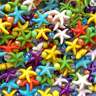 Dyed Groovy Mix Magnesite 14mm Starfish Semi-Precious Stone Beads per Strand