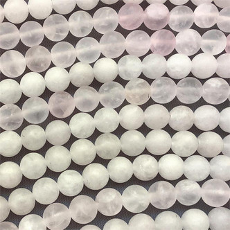 Matte Rose Quartz 8mm Round Ball Semi-Precious Beads per Strand