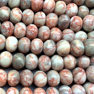 Red Vein Marble 14x10mm Rondelle Semi Precious Stone Beads per Strand