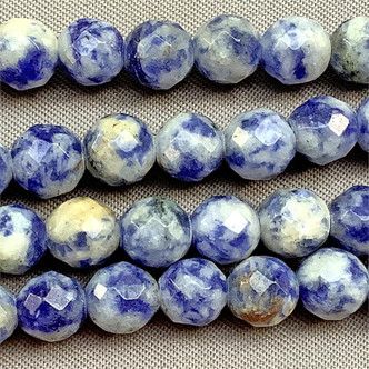 Sodalite 6mm Faceted Round Ball Semi Precious Stone Beads Per Strand