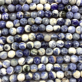 Sodalite 8mm Faceted Round Ball Semi Precious Stone Beads per Strand