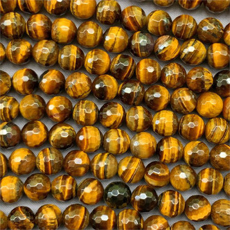 Tiger's Eye 8mm Faceted Round Ball Semi Precious Beads per Strand