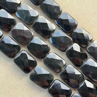 18x14mm Obsidian Faceted Rectangle Semi Precious Beads Per Strand